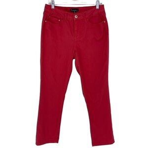Signature Studio red denim skinny ankle stretch pants, 10
